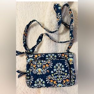 Vera Bradley Crossbody Little Hipster Floral/feathers Pattern Purse Bag